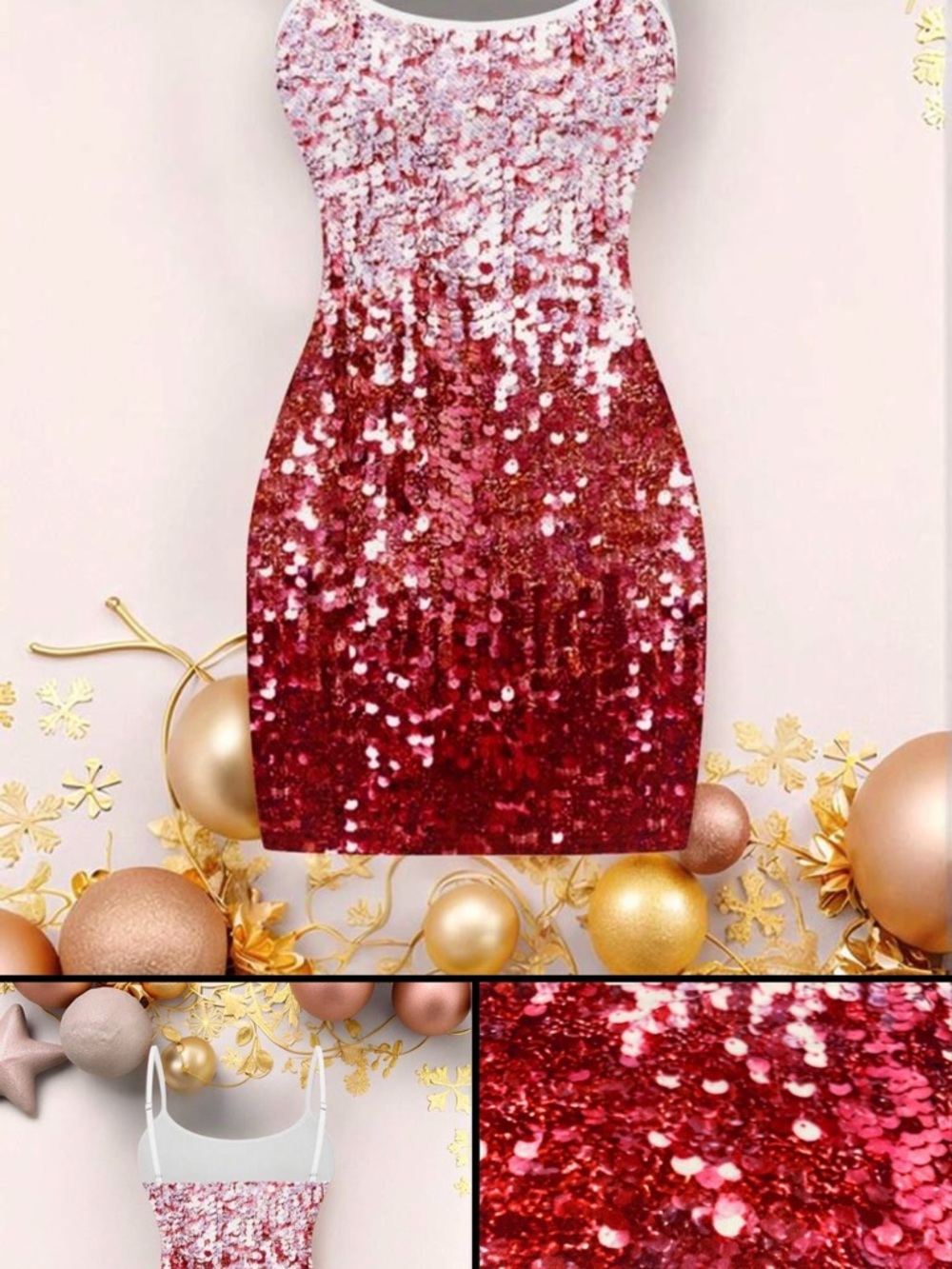 Red Ombre  Mini Dress with Scoop Neck